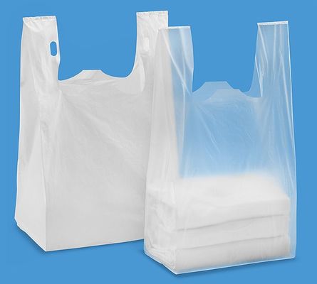 تي شيرت أكياس التسوق 13 هيئة التصنيع العسكري.  1000 / القضية ، WHITE اللون مع الطباعة والمواد HDPE